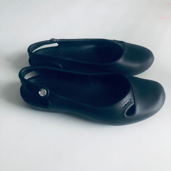 Crocs 'Olivia' Slingback Women's 11 Ballet Flat Jewel Accent Black Comfort Shoe - Picture 2 of 7